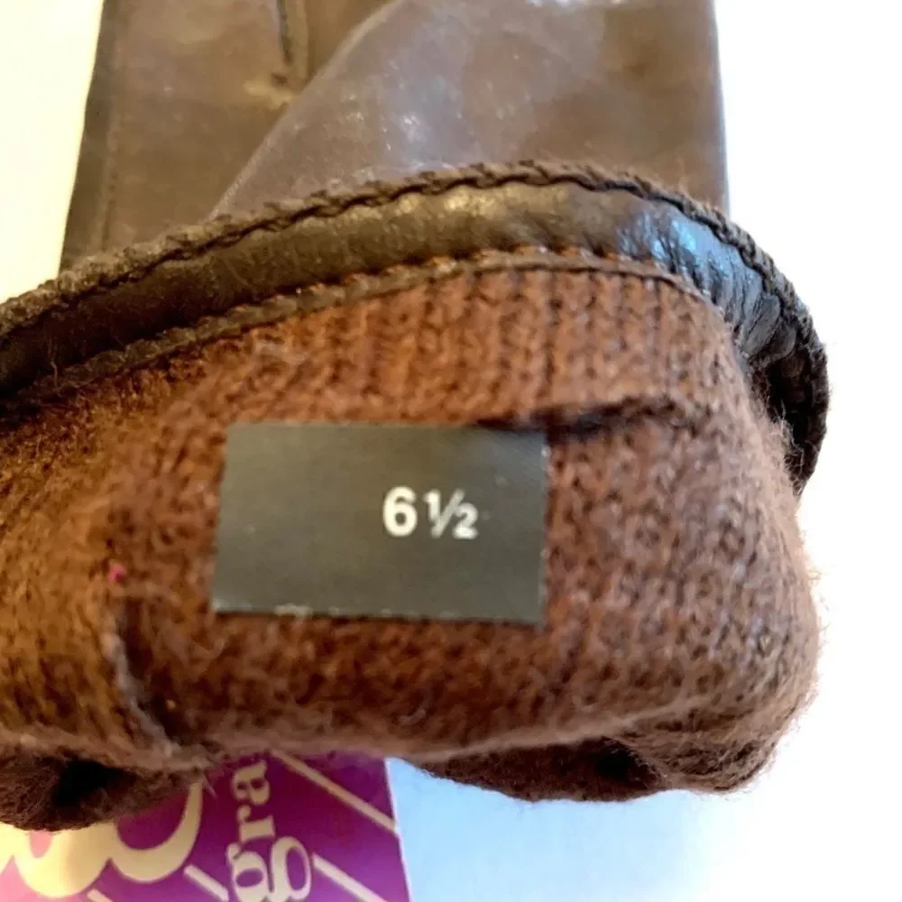 BROWN LEATHER GLOVES by GRANDOE SIZE-6.5